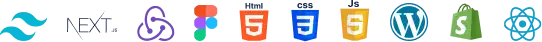 Tailwind css, html, css, JavaScript, react js, next js, wordpress, Shopify, Figma, redux js